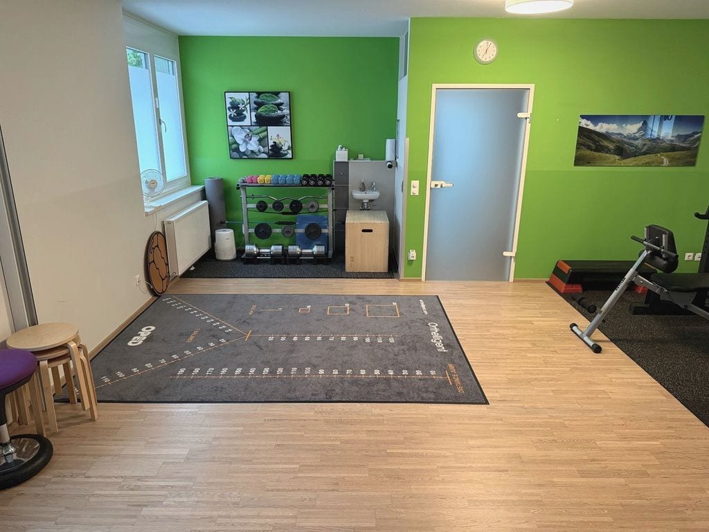 Trainingsraum mit grünen Wänden im Therapie Zentrum Korneuburg